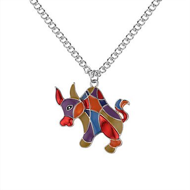 Pendant necklace silver necklace fashion colorful animal