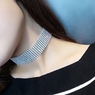 Women layered collar necklace, diamond, fashion, multi-layered, rainbow necklace jewelry, leisure