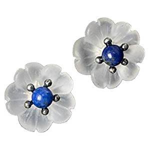 Lapis lazuli skull flower earrings