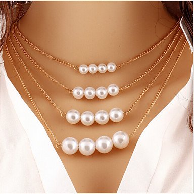 Women stratified hierarchical fashion necklaces basic multi-layer necklace