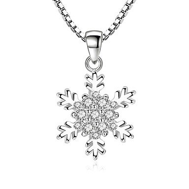 Small pendant necklace cubic zirconia sterling silver necklace snowflake