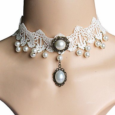 Woman collar necklace, imitation pearls, lace, fashion jewelry necklace, birthday