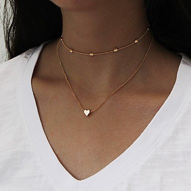 Women layered necklace heart necklace fashion jewelry