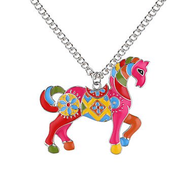 Pendant necklace, horses, animals, women, fashion alloy silver jewelry necklace