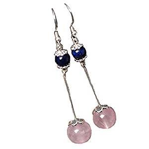 Lapis lazuli beads pink earrings