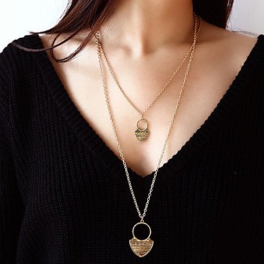 Women tiered pendant necklace vintage jewelry long necklace