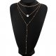 Women stratified layered necklaces, crystal, imitation pearls off the ladies, style, simple, stylish, multi-layer steel necklace