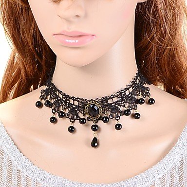 Women synthetic gemstone necklace, imitation pearls, lace, pearls, fashion, jewelry necklace