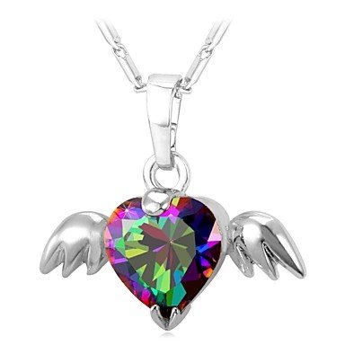 Chakra pendant necklace multicolor female, wings, angel, cute alloy, silver necklace jewelry